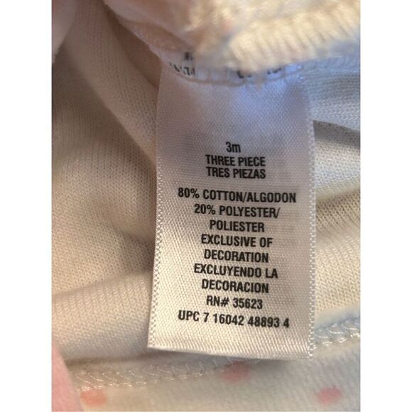Carter’s little collections 3 months bottoms top one piece white/pink NWT (4420) - Picture 7 of 7
